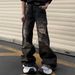 Men's Clothing High Street Heavy Old Dirty Hip Hop Ripped Jeans Wide Leg Straight Floor Length Pants Trendy Brand Ins Men_mkmklike.com