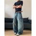 American Retro Washed Multi-pocket Tooling Scimitar Jeans Men's High Street Cleanfit Loose Wide-leg Trousers Tide_mkmklike.com