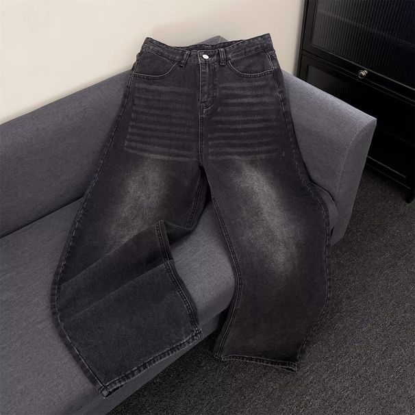 Japanese-Inspired Relaxed Fit Jeans – Minimalist Black Denim With Raw Hem (S-3XL, Unisex Everyday Essential)_mkmklike.com