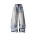 Bamboo Water Washed Scimitar Jeans Men's Autumn American High Street Vibe Pants Trendy Brand Loose Wide Leg Casual_mkmklike.com