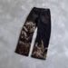 Harajuku Retro Bat Pattern Print Loose Jeans Y2K Street Lazy Pants Men's Cross Border Denim_mkmklike.com