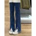 Plus-size High-waisted Slit Straight-leg Jeans For Plus-size Women, New Spring 2025 Loose Wide-leg Floor-length Pants_mkmklike.com
