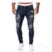 Men's Clothing Men's Slim Fit Denim Pants Ripped White Fashion Small Leg Long Midweight Cotton Jeans_mkmklike.com