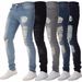 Men's Clothing new denim men's pants foreign trade hole trend black slim high waist jeans for men_mkmklike.com