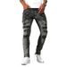 Men's Clothing Silver Grey Men's Stretchy Slim Fit Jeans Multi Craftsmanship Design Stylish Trousers_mkmklike.com