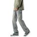 High Street Zipper Denim Trousers Men's Spring And Autumn American Retro Tooling Design Sense Loose Straight Wide Leg Trousers_mkmklike.com