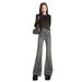 Orange Silk Women's Clothing#Retro High-waisted Micro-flared Jeans For Women, New American-style Stretch Slim-fit_mkmklike.com