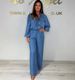 2025 Casual Fashion Set For Women, Showcasing Temperament With A Ruffle Collar Denim Suit_mkmklike.com