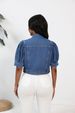 K New Short Sleeved Denim Jacket For Women With Bubble Sleeves_mkmklike.com