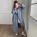 Women’s Oversized Denim Trench Coat – Retro Streetwear Jacket With Polo Collar (S-XL, Blue)_mkmklike.com