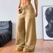 Women's Relaxed Straight-Leg Washed Denim Jeans - High Waist Casual Workwear Pants In Khaki_mkmklike.com