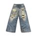 Men's Clothing Ripped Jeans Youth Retro Trend Loose Straight Long Pants_mkmklike.com