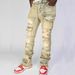 Men's Clothing Men's Straight Leg Denim Workwear Pants Fashionable Style Elastic Waist Hole Design Layered Flared Jeans_mkmklike.com