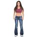 Women's Stretch Flared Jeans With Fringe Detail - Low Rise Bootcut Denim Pants In Black, Dark Blue & Light Blue - XS To 4XL_mkmklike.com