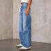 Women's Straight Leg Denim Pants European American Style Lace Up High Waist Trousers Fashionable Casual Fit_mkmklike.com