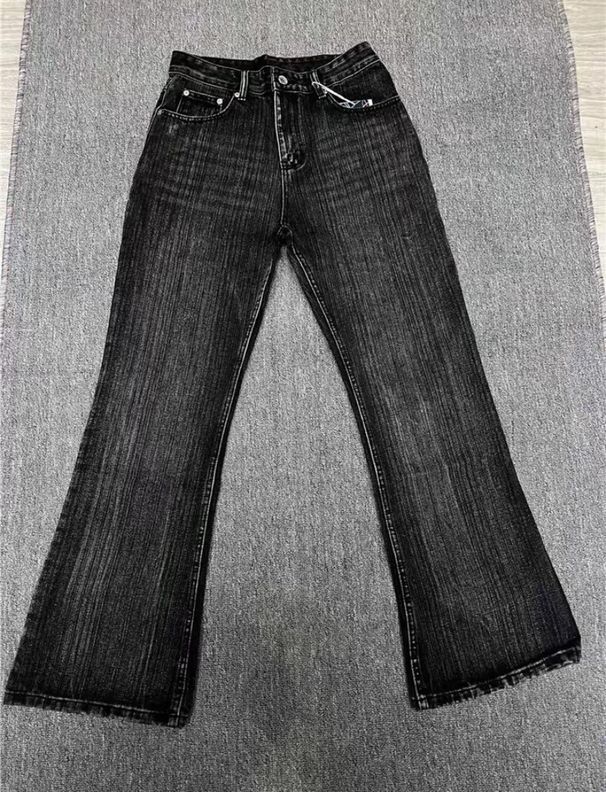 Men's Spring Heavyweight Bamboo Patterned Jeans Slightly Flared Retro Washed Distressed Striped Long Wrap Denim mid Waist Straight Pants_mkmklike.com