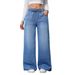 High-Waisted Wide-Leg Jeans For Women - Stretch-Free Cotton Denim Pants With Adjustable Drawstring (S-XXL)_mkmklike.com