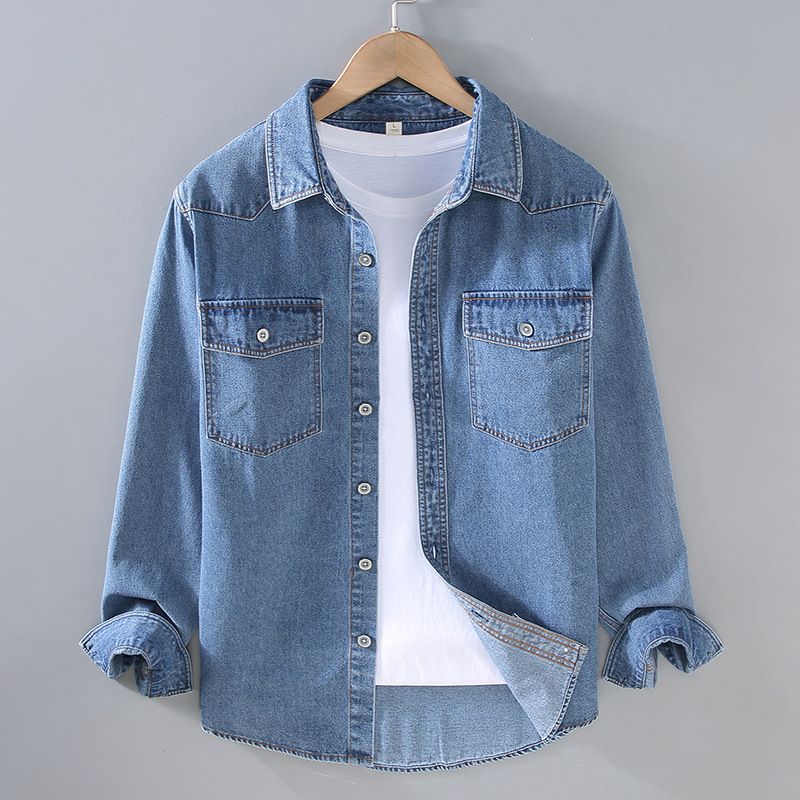 Men's Thin New Shirt Jacket Men's Casual Spring And Autumn Top Long Sleeved Denim Shirt Men_mkmklike.com