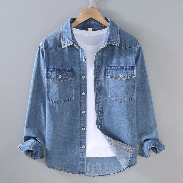 Men's Thin New Shirt Jacket Men's Casual Spring And Autumn Top Long Sleeved Denim Shirt Men_mkmklike.com
