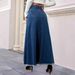 Summer New Women's Large Skirt Patchwork Denim A-Line Long Skirt With Frayed Edges Style Clothing_mkmklike.com