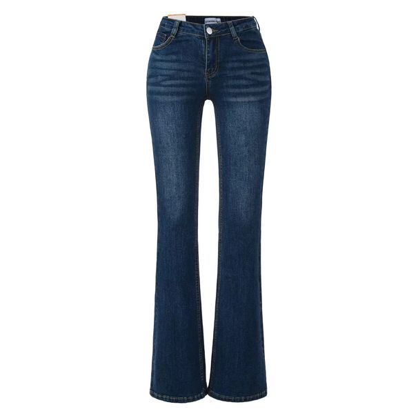 Hot Girl Waist To Hip Ratio Denim Flared Pants, New Autumn Style, Slimming, High Elasticity, Leg Lengthening Flared Pants_mkmklike.com