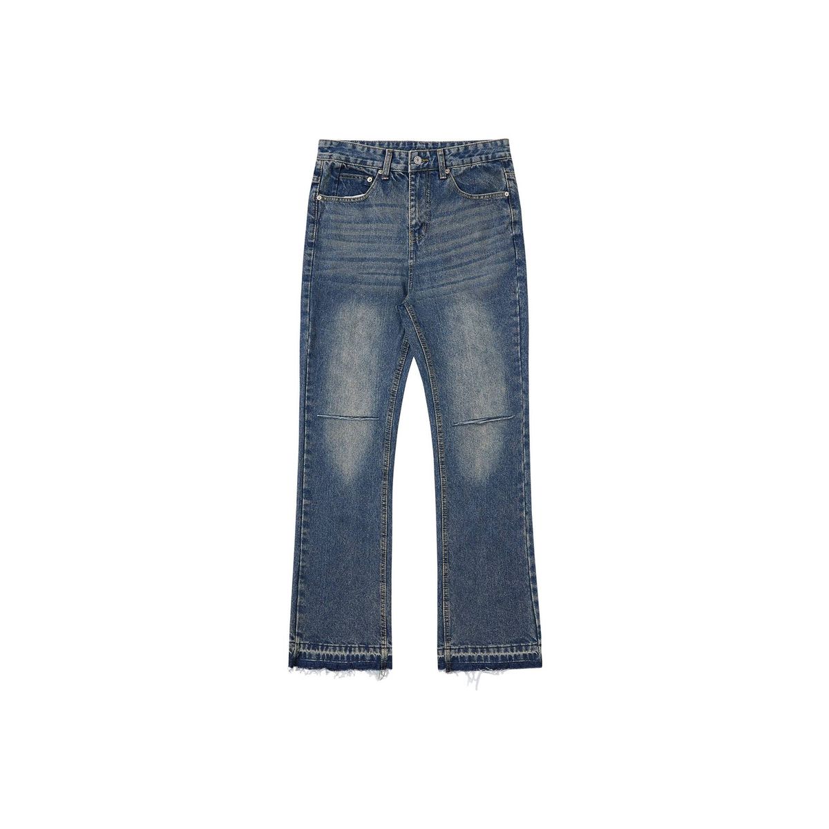 Men's Clothing Men's Distressed Wide Leg Flare Jeans – Heavy Washed Denim Pants With Ripped Details, Vintage Streetwear Baggy Trousers_mkmklike.com