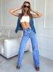 Women’s Tall Flared Jeans – Spring Casual High-Waisted Denim Pants For Long Legs (Sizes 25-32, Cotton Blend, Classic Blue, Office & Street Style)_mkmklike.com