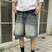 Men's Retro Washed Blue Denim Shorts High End Feel Loose Fit Casual Versatile Five Point New Summer Style_mkmklike.com