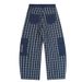 Color-Block Plaid Scimitar Jeans For Men And Women 2025 Autumn Oversized Niche Design Wide-Leg Pants_mkmklike.com