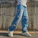 Cross-border Trade Men's Trendy Fashion Simple Loose Straight Casual Jeans_mkmklike.com