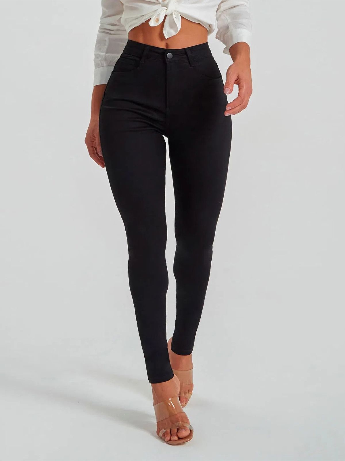 Women's Slim Fit Stretch Jeans With Fleece Lining - High Waist Straight Leg Pencil Pants For Fall & Winter (Black, Blue, Gray)_mkmklike.com