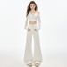 New High-elasticity Embroidered Popular Non-tight-fitting Micro-flare Jeans For Women, High-waisted, Slimming,_mkmklike.com