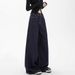 Song Jeong-eun's Dark Blue Straight-leg Jeans For Women, New Spring Style, Petite Loose Wide-leg Pants, Vintage_mkmklike.com