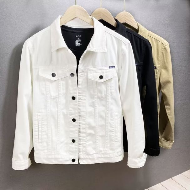 Autumn And Winter Solid Color Denim Jacket, Men's Handsome Workwear Jacket, Casual Top_mkmklike.com