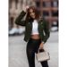Women's Clothing popular zipper short jacket diagonal zipper buckskin top_mkmklike.com