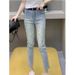 Women's Clothing High Waist Slim Fit Stretch Straight Leg Jeans Plus Size Slimming Embroidered Wide Leg Pants Floor Length Spring_mkmklike.com