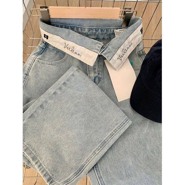 Women's Clothing High Waisted Straight Leg Wide Leg Pants Loose Fit Slimming Hem Design Jeans For Women Fashion Concealing Any Flaws New_mkmklike.com