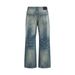 Punk Washed Gradient Denim Flared Pants Cleanfit American High Street Water Ripple Vintage Casual Trousers_mkmklike.com