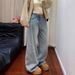 Gypsophila Rhinestone Heavy Craft Jeans For Women, Autumn And Winter Design, Loose Straight Wide-Leg Slimming Pants With_mkmklike.com
