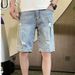 Men's Ripped Denim Shorts Trendy Brand Lightweight Casual Five Point Pants mid Length Shorts Handsome Versatile Light Color Summer Style 2026_mkmklike.com