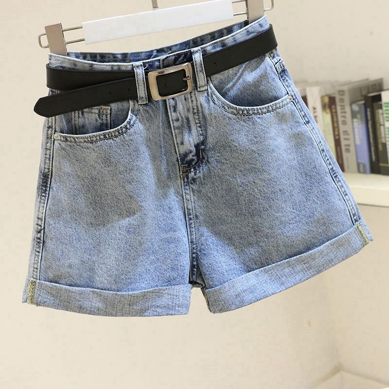High Waisted Slimming Denim Shorts for Women Korean Style Rolled Hem Loose Wide Leg A-Line Hot Pants Trendy Summer Fashion_mkmklike.com