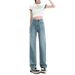 Women's Straight-leg Jeans, New Spring-summer Style, High-waisted, Slimming, Petite-friendly, Narrow Cut, Loose-fitting,_mkmklike.com