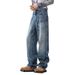 Men's Clothing Fashion Ripped Jeans Loose Straight Design Wide Leg Denim Trousers_mkmklike.com