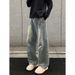 American Retro Blue Curved Hem Jeans Men, Spring, Autumn, Winter Trendy Brand, Stylish Loose Straight-leg Wide-leg Pants_mkmklike.com