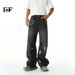 EF JEANS | 2025 Spring New American Heavy Industry Hand-painted Graffiti Mopping Loose Straight Jeans Tide_mkmklike.com