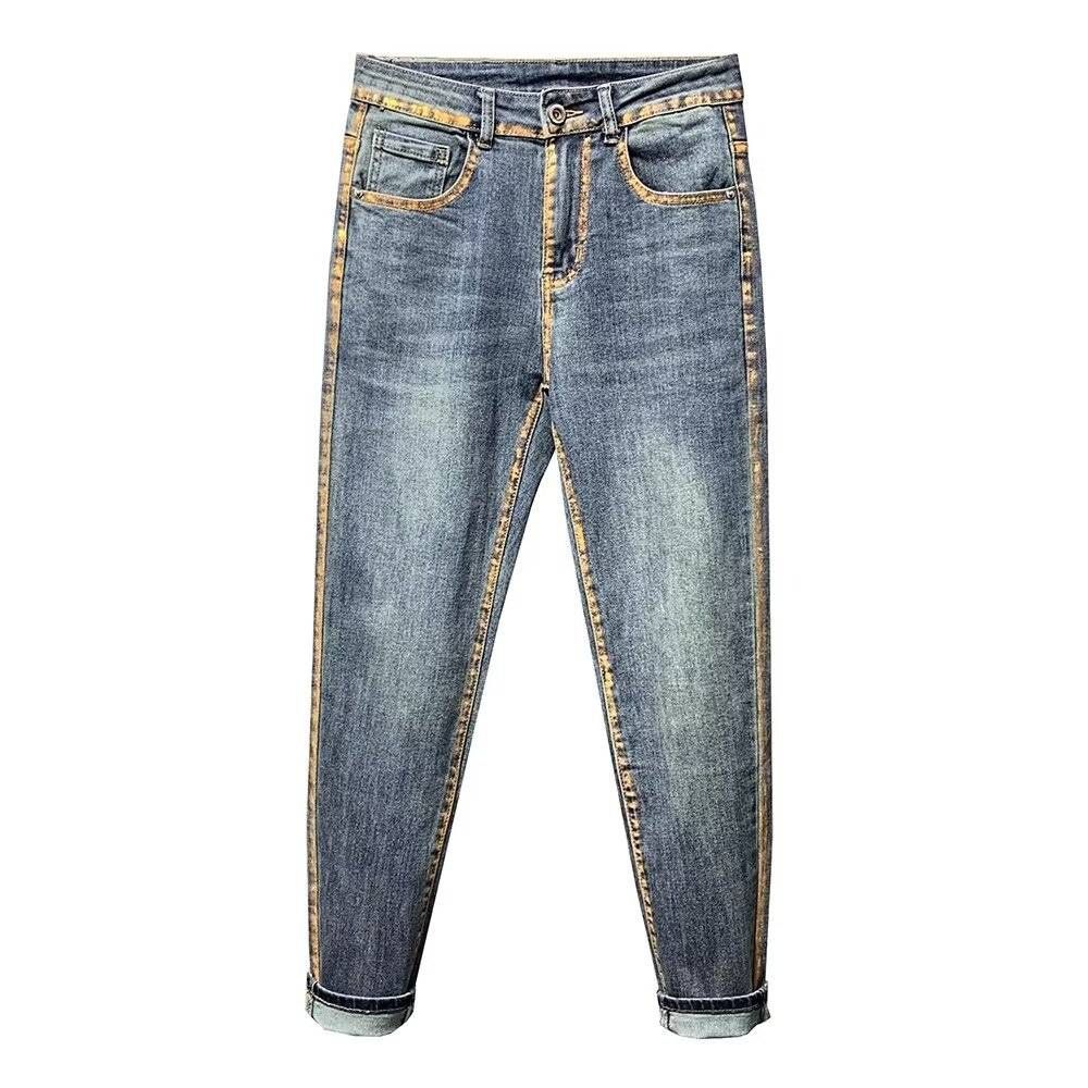 2025 Spring And Autumn New Fashion Trend Retro Straight Stretch Jeans Men's Loose Comfortable Sports High Quality Pants 28-36_mkmklike.com