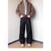 Black – Vintage American Loose-Fit Denim Pants With 3d Pleats & Blade Cut For Men & Women Blade Cut Hem_mkmklike.com