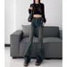 ELLE Vintage Two-Button High-Waisted Flared Jeans For Petite Women, New Spring And Autumn Slim Fit Stretchy Bootcut Pants_mkmklike.com