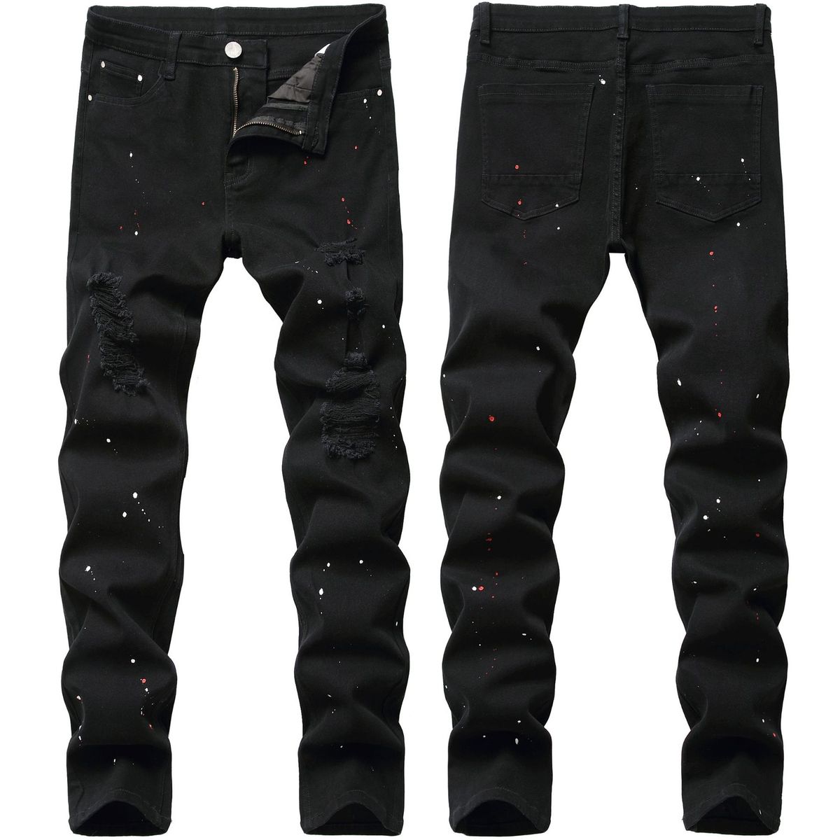 Men's Clothing Jeans Trendy Paint Slim Men's Pants Elastic Slim Men's Pants_mkmklike.com