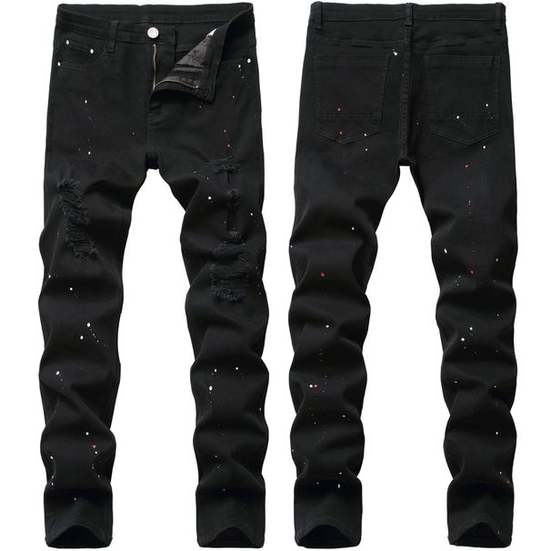 Men's Clothing Jeans Trendy Paint Slim Men's Pants Elastic Slim Men's Pants_mkmklike.com